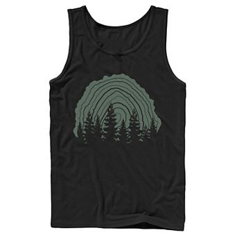 Men's Wood Stump Tree Line Silhouette Tank Top
