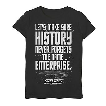 Girls 7-16 Star Trek Next Generation Enterprise History Graphic Tee