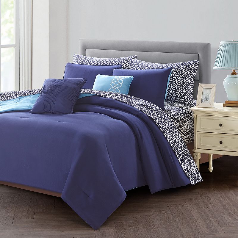 Central Park Yocom Comforter Set & Coordinating Pillows, Blue, King