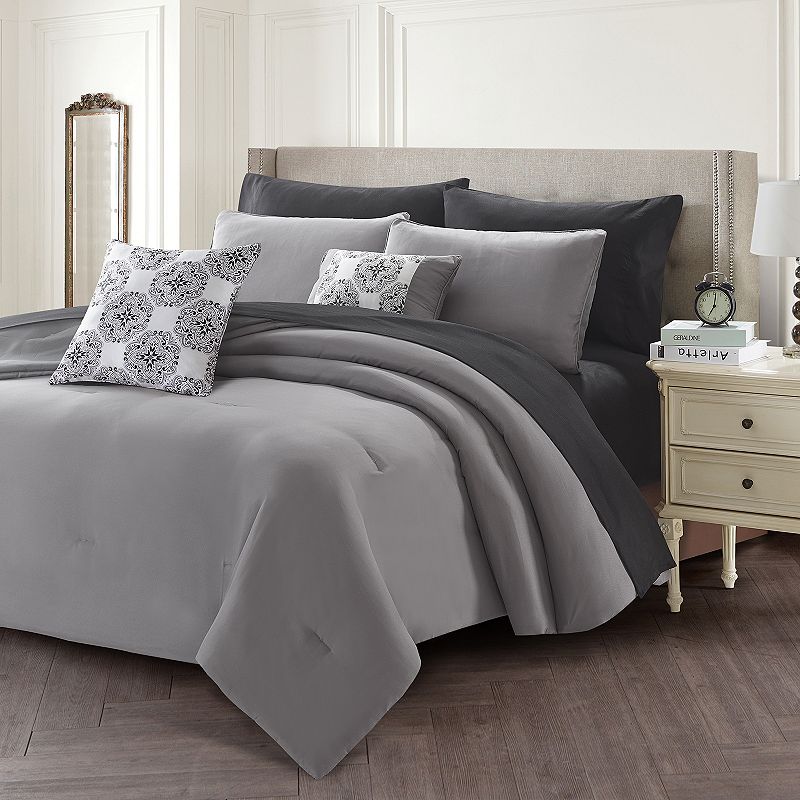Central Park Eddy Comforter Set & Coordinating Pillows, Grey, King