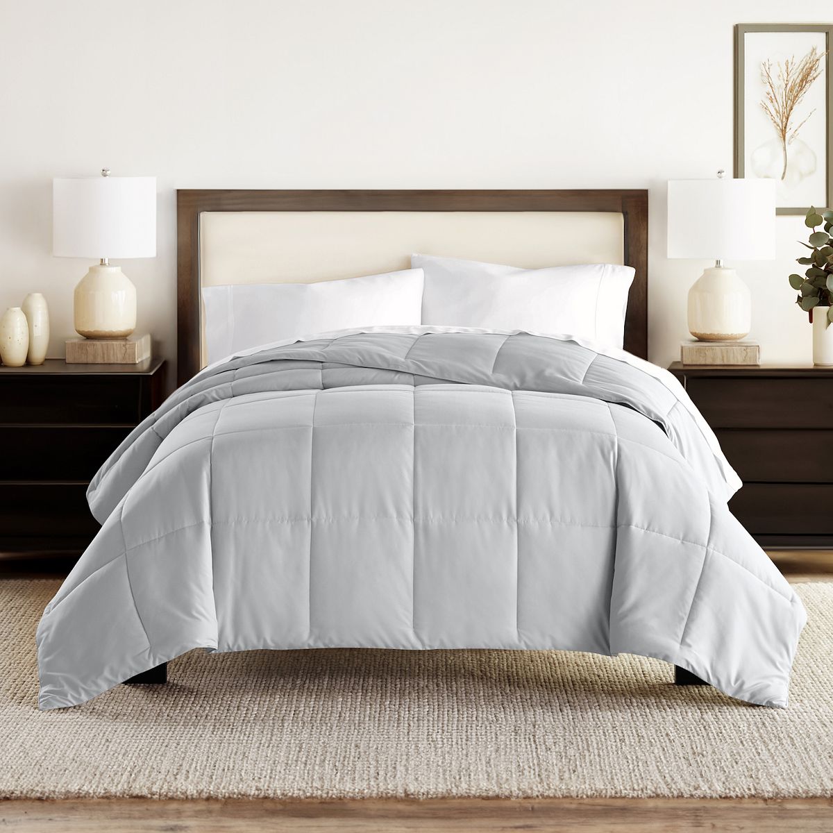 Home Collection All Season Lightweight Premium Down-Alternative Comforter - Light Gray, FULL/QUEEN