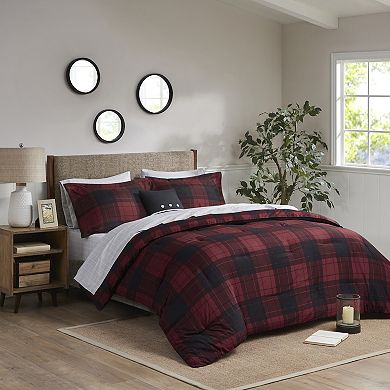 Madison Park Essentials Colebrook Red Buffalo Check Plaid Reversible Comforter Set with Sheets