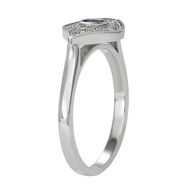 Lab-Created Blue & White Sapphire Evil Eye Ring