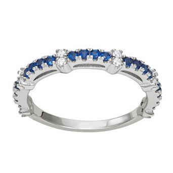 Sterling Silver Lab-Created Blue Spinel & Cubic Zirconia Ring