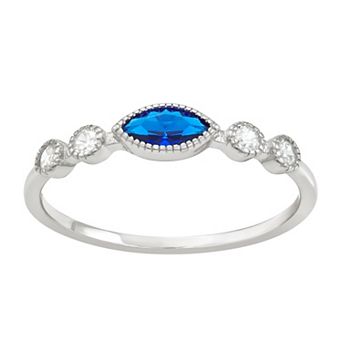 Sterling Silver Lab-Created Blue Spinel & Cubic Zirconia Ring