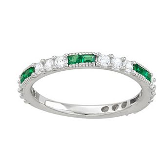 Lab-Created Gemstone & Cubic Zirconia Ring