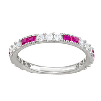 Lab-Created Gemstone & Cubic Zirconia Ring