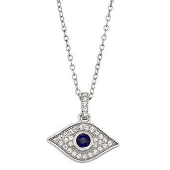 Sterling Silver Lab-Created Blue & White Sapphire Pendant Necklace