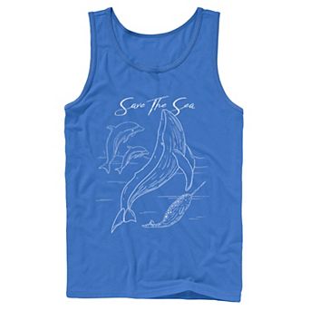 Men's Earth Day Save The Sea Outlines Tank Top