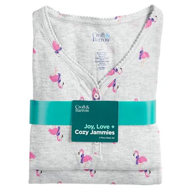 Women's Croft & Barrow® Knit Long Sleeve Pajama Shirt & Pajama Pants Set