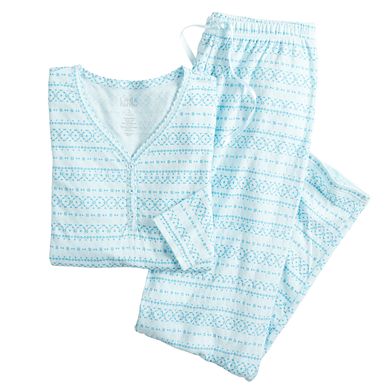 Women's Croft & Barrow® Knit Long Sleeve Pajama Shirt & Pajama Pants Set