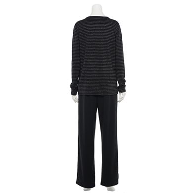 Women's Croft & Barrow® Knit Long Sleeve Pajama Shirt & Pajama Pants Set