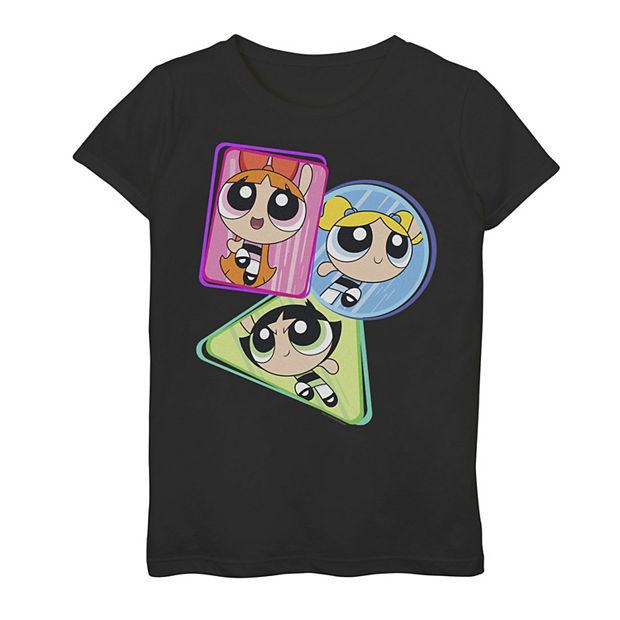 Girls 7-16 Cartoon Network Powerpuff Girls Blossom Bubbles Buttercup Shapes  Graphic Tee