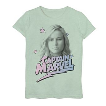 Girls 7-16 Marvel Captain Marvel Black And White Photo Lightning Text Graphic Tee