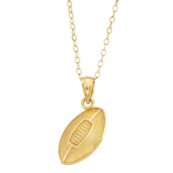 Football Gold Short Pendant Necklace in Orange Goldstone