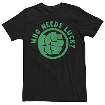 Men's Marvel St. Patrick's Day Hulk Who Needs Luck Tee