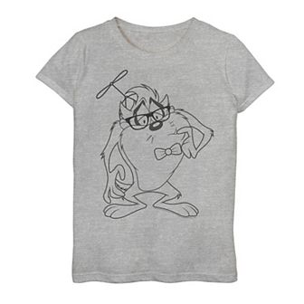 Girls 7-16 Looney Tunes Tasmanian Devil Nerdtaztic Line Art Graphic Tee