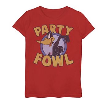 Girls 7-16 Looney Tunes Daffy Duck Party Fowl Retro Graphic Tee