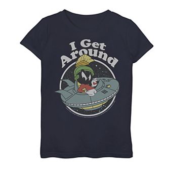 Girls 7-16 Looney Tunes Marvin Get Around Galactic Text Graphic Tee