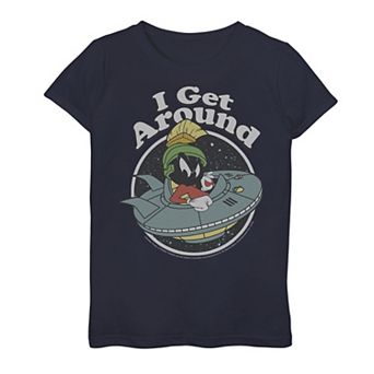 Girls 7-16 Looney Tunes Marvin Get Around Galactic Text Graphic Tee