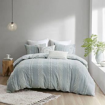 INK+IVY Kara Cotton Jacquard Striped Duvet Cover Set with Shams