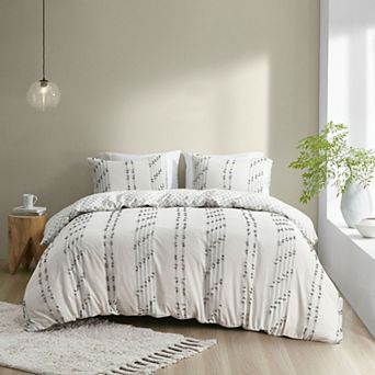 INK+IVY Kara Cotton Jacquard Striped Duvet Cover Set with Shams