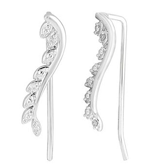 Diamond Medley 10k White Gold Diamond Accent Ear Climber Earrings