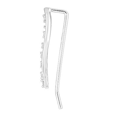 10k White Gold Diamond Accent Ear Climber French Wire Earrings