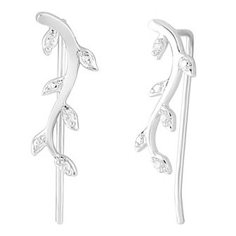 10k White Gold Diamond Accent French Wire Earrings