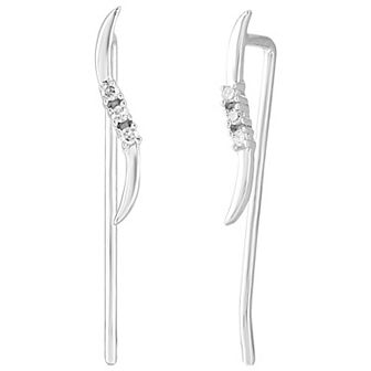 10k White Gold Diamond Accent Climber French Wire Earrings