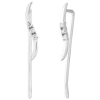 Diamond Medley 10k White Gold Diamond Accent Climber French Wire Earrings