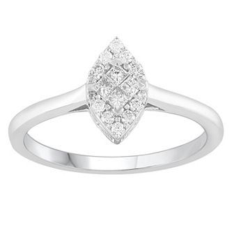 Diamond Medley 10k White Gold 1/4 Carat T.W. Diamond Marquise Ring