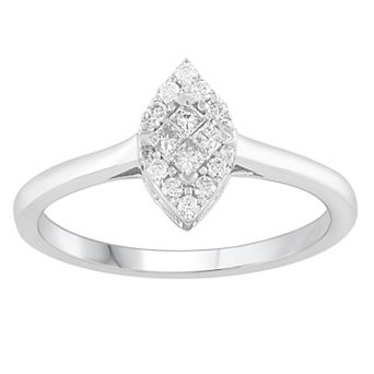 Diamond Medley 10k White Gold 1/4 Carat T.W. Diamond Marquise Ring