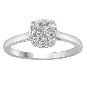 Diamond Medley 10k White Gold 1/4 Carat T.W. Diamond Cushion Ring