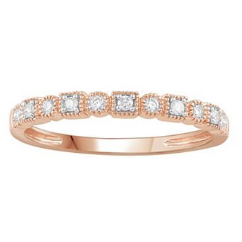 Diamond Medley 10k Rose Gold 1/10 Carat T.W. Diamond Milgrain Band Ring