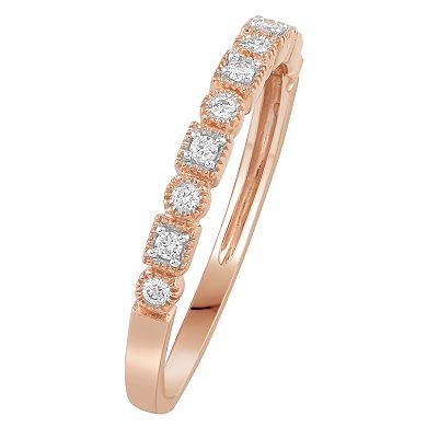Diamond Medley Diamond Medley 10k Rose Gold 1/10 Carat T.W. Diamond Milgrain Band Ring