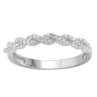 10k White Gold 1/10 Carat T.W. Diamond Stackable Twist Band Ring