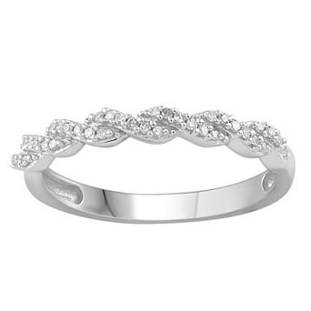 Diamond Medley 10k White Gold 1/10 Carat T.W. Diamond Stackable Twist Band Ring