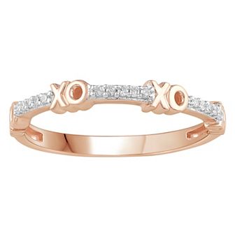 10k Rose Gold Diamond Accent XO Station Band Ring