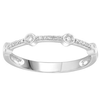 Diamond Medley 10k White Gold 1/10 Carat T.W. Diamond Station Band Ring
