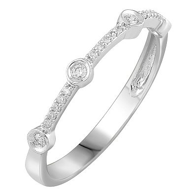 Diamond Medley Diamond Medley 10k White Gold 1/10 Carat T.W. Diamond Station Band Ring