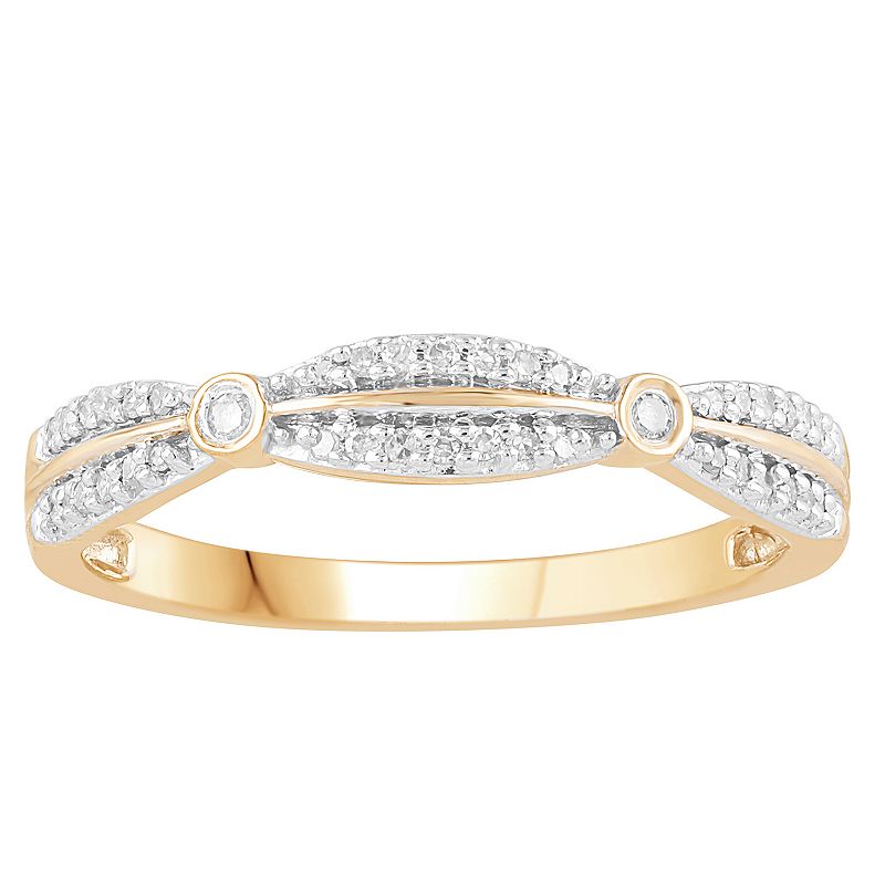 10k Gold 1/8 Carat Diamond Stackable Band Ring, Womens, Size: 6, White