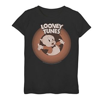 Girls 7-16 Looney Tunes Porky Pig Classic Circle Portrait Graphic Tee