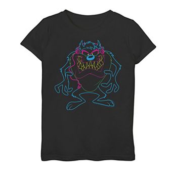 Girls 7-16 Looney Tunes Taz Neon Outline Graphic Tee