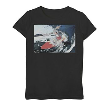 Girls 7-16 Looney Tunes Bugs Bunny Surfin The Wave Poster Graphic Tee