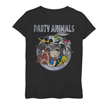 Girls 7-16 Looney Tunes Group Shot Party Animals Graphic Tee