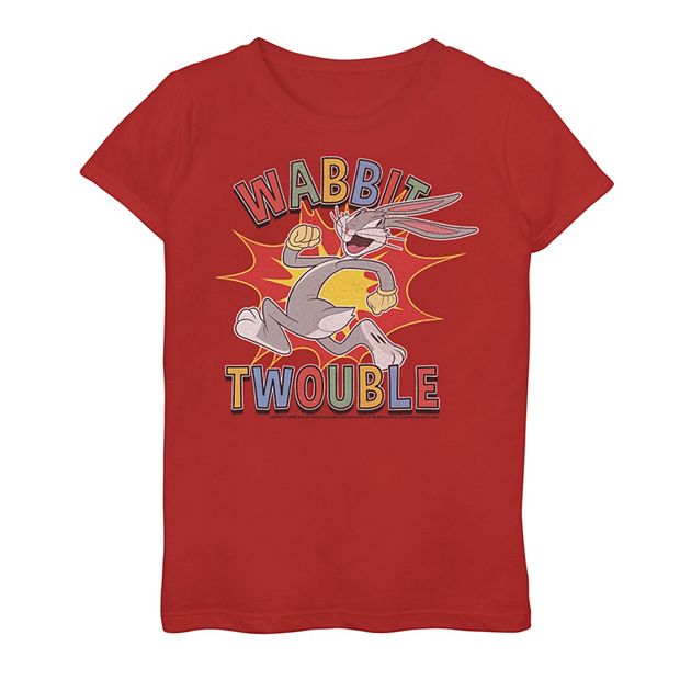 Girls 7-16 Looney Graphic Poster Twouble Tee Tunes Bugs Wabbit Bunny