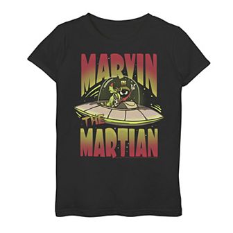 Girls 7-16 Looney Tunes Space Invader Marvin Galactic Poster Graphic Tee