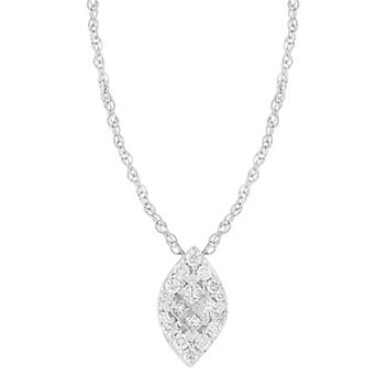 Diamond Medley 10k White Gold 1/4 Carat T.W. Diamond Marquise Pendant Necklace