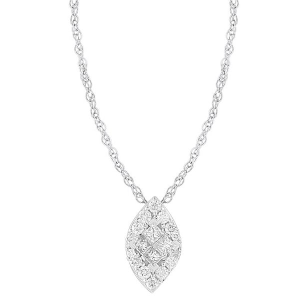 10k White Gold 1/4 Carat T.W. Diamond Marquise Pendant Necklace